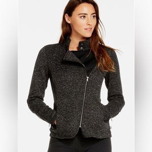 Fabletics Women’s Calypso knit fleece Jacket size M Black pockets asymmetrical